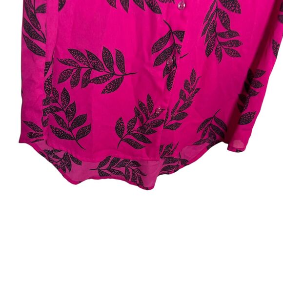 Apt 9 Blouse Women's Medium Pink Floral Button Up Sleeveless Collared Tank Top - Picture 3 of 10